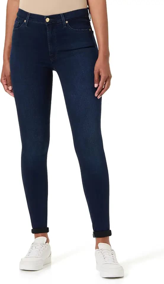 7 For All Mankind Damen Hw Skinny Slim Illusion Luxe Rich Indigo Dark Blue Jeans