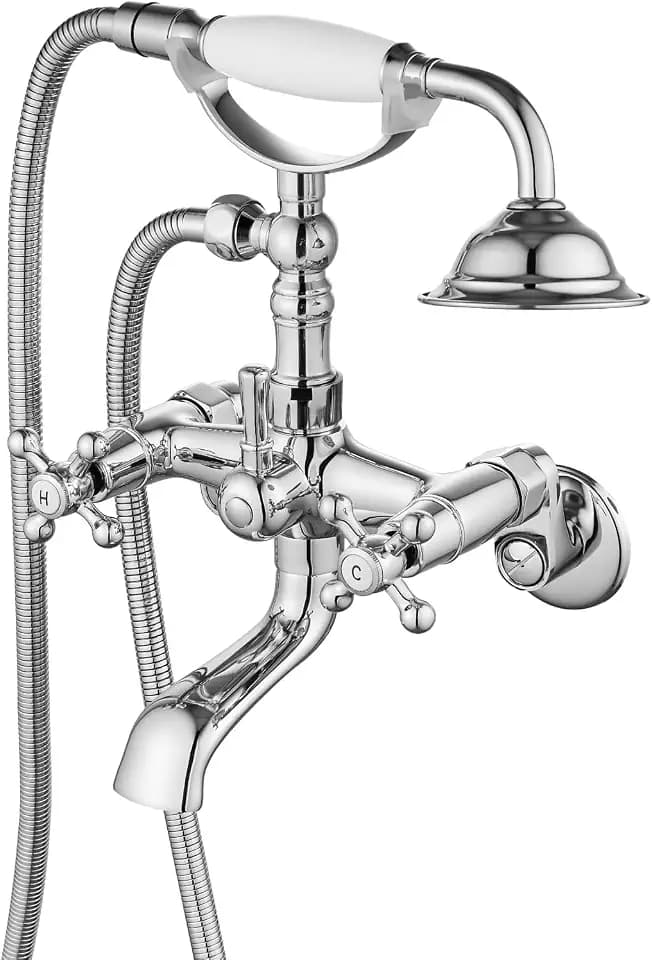 gotonovo Clawfoot Tub Faucet with Hand Shower 1.2’’ Arm,Polished Chrome