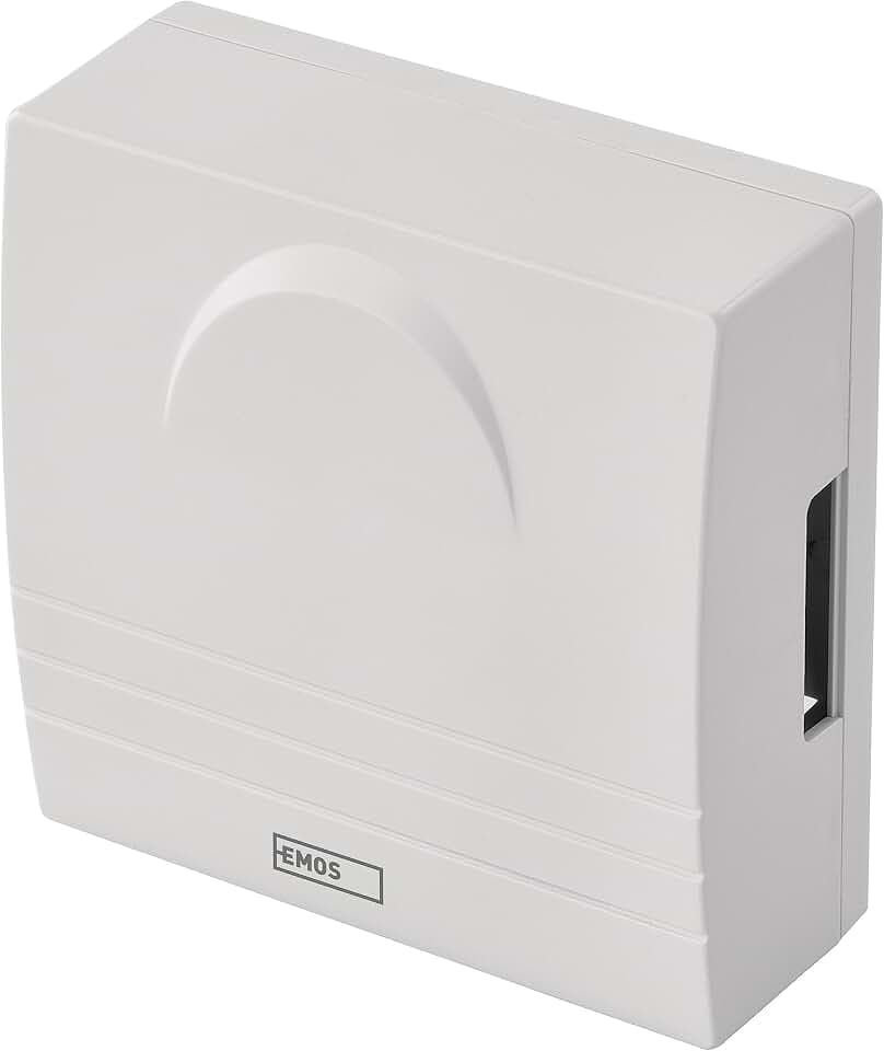 EMOS 2-Draht Türklingel, klassischer Haustür Gong, weiße Türglocke, 1 Melodie Ding-Dong, Lautstärke 85dB, drahtgebunden, zur Wandmontage, quadratisch, 230 V