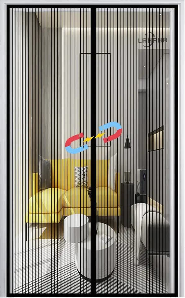 Magnet Fliegengitter Tür, Insektenschutz Balkontür Auto Schließen Magnetische Adsorption, ohne Bohren, für Balkon Wohnzimmer Türen-Black-A|| 90x210cm(35x82inch)