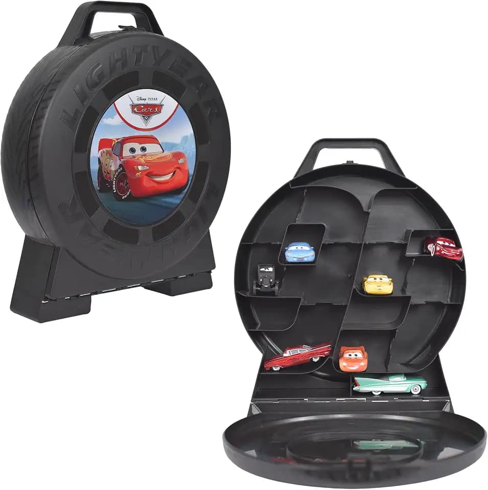 Tara Toys Disney and Pixar Cars Lightyear Carrying Case, Tire-Shaped Storage Case for up to 30 Die- Cast Toy Cars with Handle, Kids Toys, Ages 3+