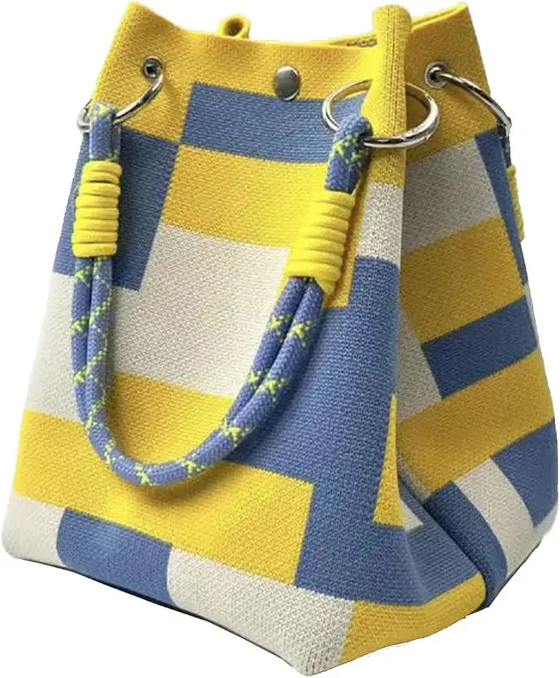 Crochet Tote Bag for Women, Knit Shoulder Handbag, Lightweight Reusable Shopping Bag, Summer Beach Woven Purse, White