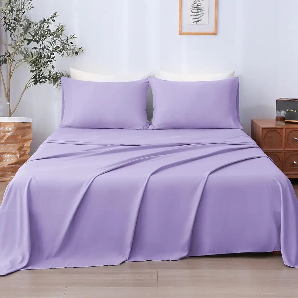 LONAVA Twin Sheet Set 3 Pieces,Lavender Ultra Soft & Breathable Microbifer Sheets, 1600 Thread Count Hotel Luxury Oeko-Tex Bed Sheets, 14-16 Inch Deep Pocket Durable Wrinkle Free Sheets