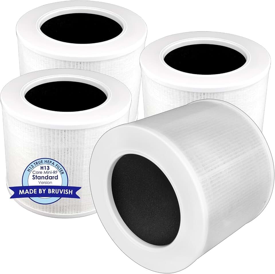 (4 Stück) Core Mini Ersatz HEPA filter für LEVOIT Core Mini Luftreiniger, CoreMini H13 True HEPA Filter, 3-in-1 Luftreiniger Filter, Aktivkohlefilter, im Vergleich zu Teil # Core Mini-RF
