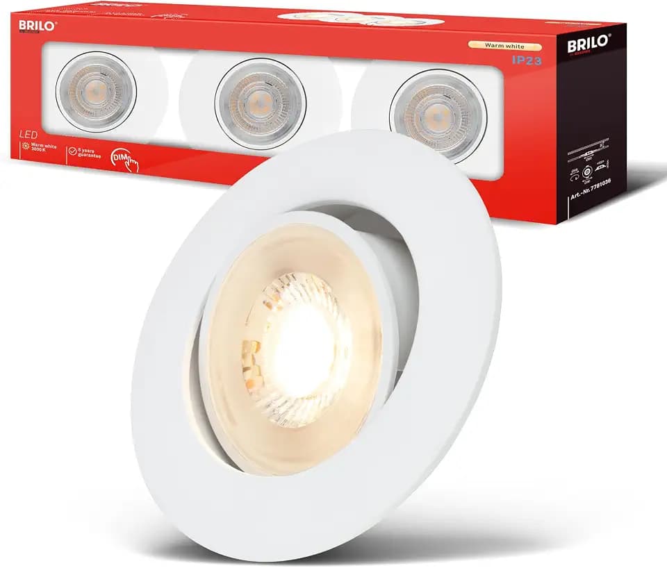 BRILONER - 3er Set LED Einbaustrahler 230V Flach Dimmbar Weiß