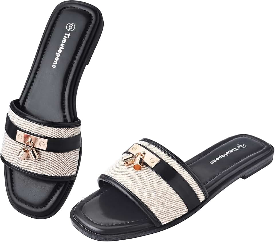 Dressy Flat Sandals for Women Elegant Summer Comfortable Slides Sandal 2026 Trendy Fashion Square Open Toe Slip On Slippers Wide width Size 6-11
