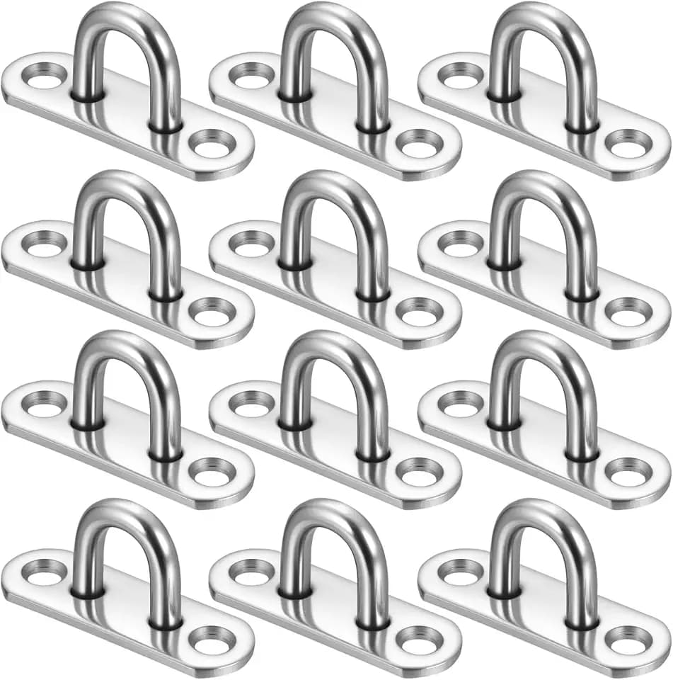 12 Stück Augplatte Edelstahl Augplatte mit Öse, M5 Ösenplatte Edelstahl Augplatten Ösen Decksplatte für Deckenhaken Hängessel Sonnensegel Befestigungshaken Ösen Wandösen Halterung, Bootszubehör