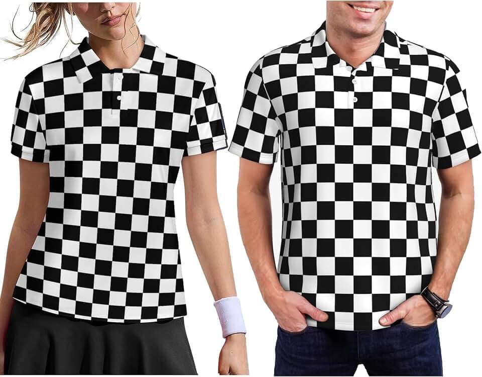 Funny Matching Couple Golf Shirts Short Sleeve Polo Shirts Moisture Wicking Unisex Hawaiian Outfits for Men Women