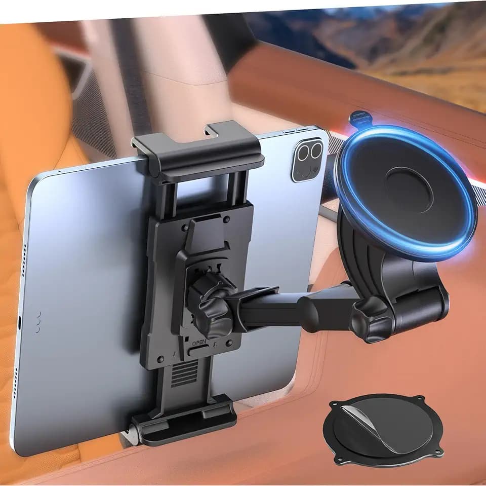 OHLPRO Tablet Halterung Auto,360° Drehung Tablethalterungen 18cm Ausziehbare Arm+ Waschbar Saugnapf, iPad Autohalterung Klammer Universal Windschutzsche & Armaturenbrett für 4.7-13" iPad Smartphone