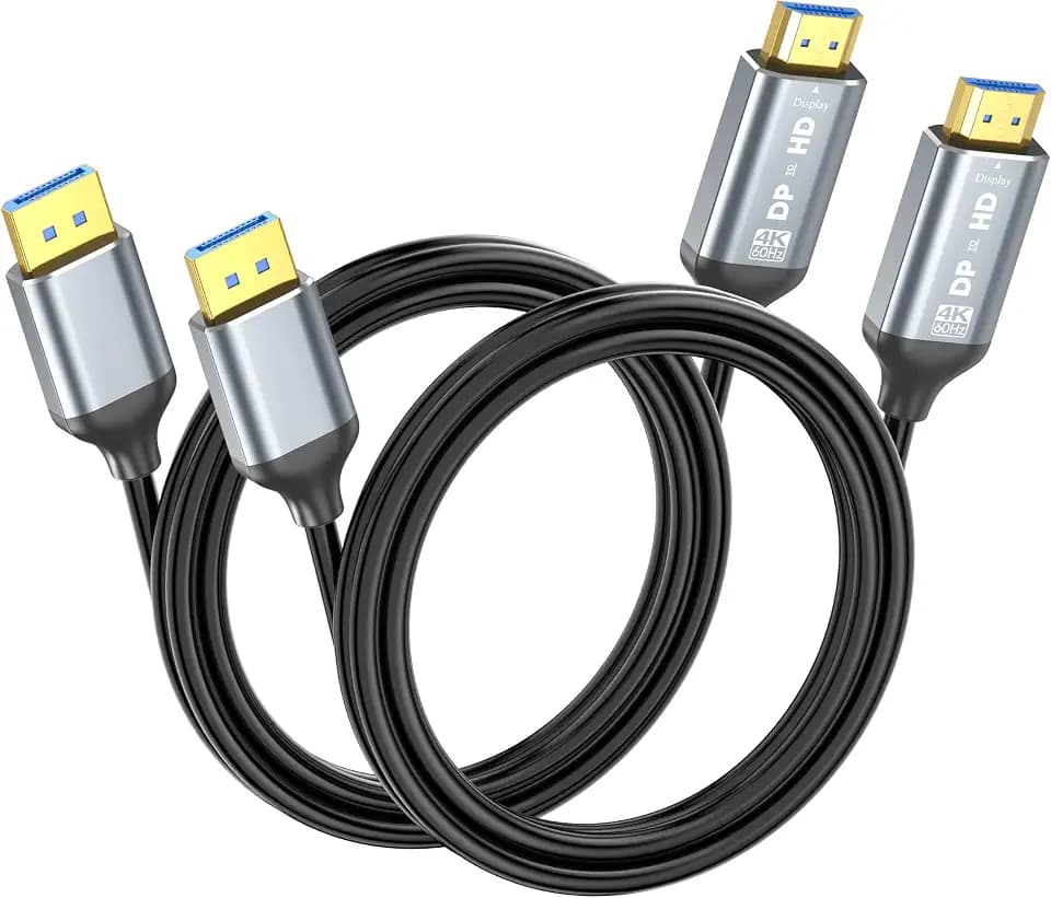 4K DisplayPort to HDMI Cable 6ft 2-Pack, Uni-Directional DP (Source) to HDMI (Display) Cable for Desktop Monitor Projector HDTV AMD NVIDIA, 4K@60Hz, Aluminum Shell, Compatible Lenovo HP Dell