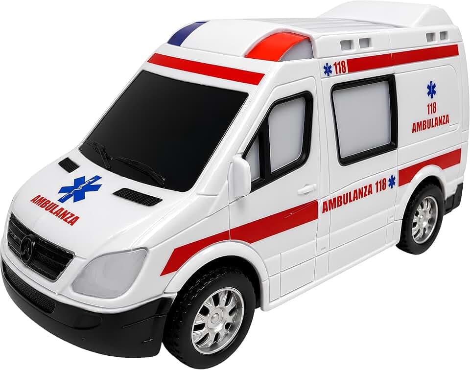 Krankenwagen Spielzeug mit Licht und Sound und Bewegung Geheimnis Bump & Go Krankenwagen Erste Hilfe mit Lichtern Sound Krankenwagen Groß für Kinder mit Bewegung Meerjungfrauen und Led Scheinwerfer