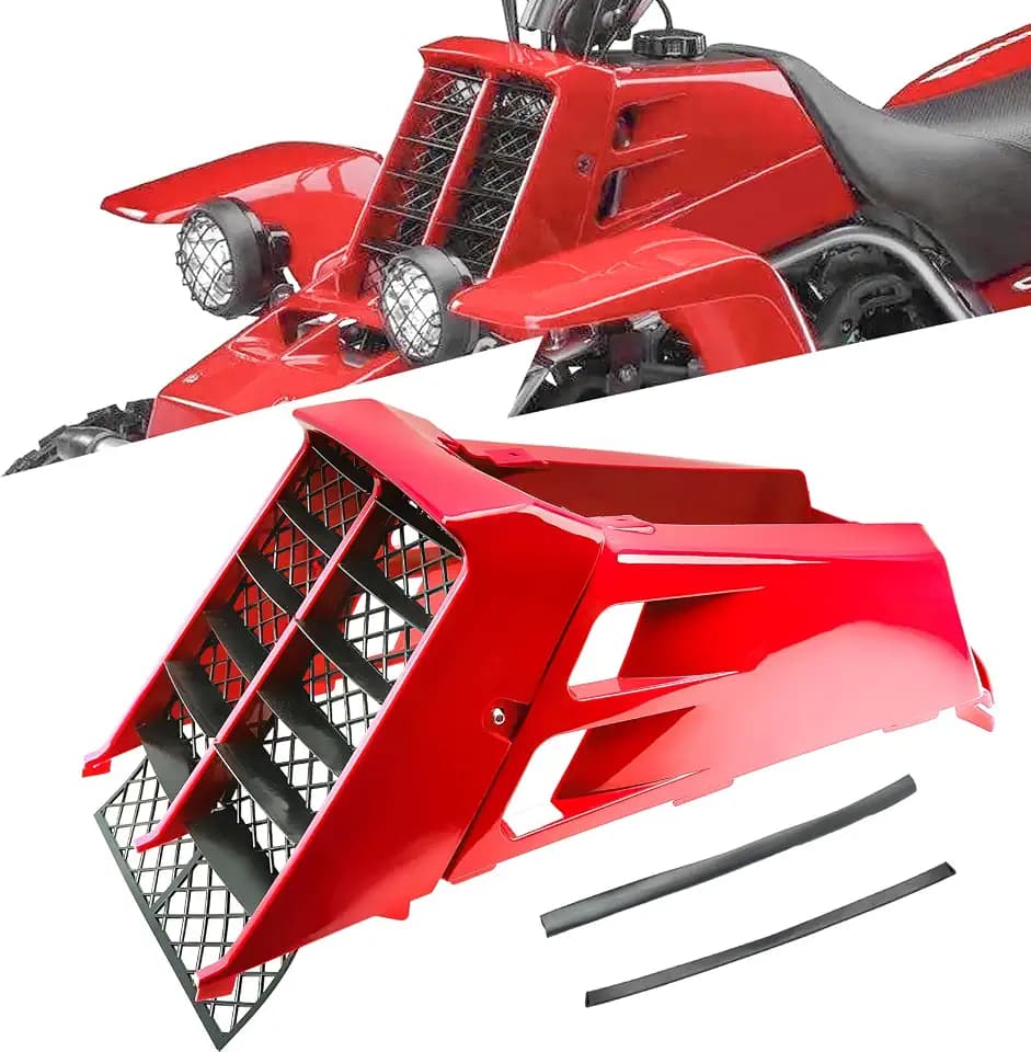 Red Plastic Gas Tank Side Covers with Grill, Compatible with Yamaha Banshee 350 1987-2006, 2-PC Set, OE 2GU-21721-60-00, 2GU-21711-60-00, 2GU-2171L-00-00, C0209006