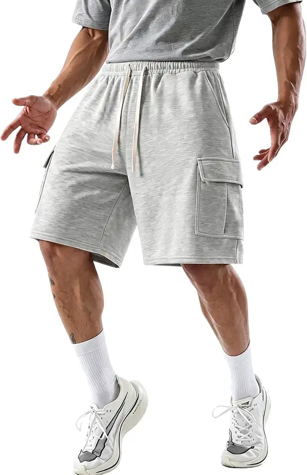 Mens Baggy Wide Leg Sweat Shorts Cargo Oversized Long Below Knee
