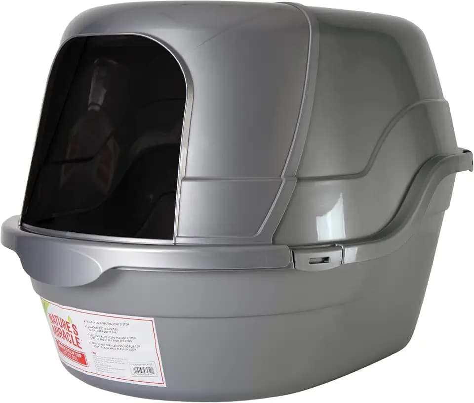 Nature's Miracle Hooded Flip Top Cat Litter Box with Charcoal Filter
