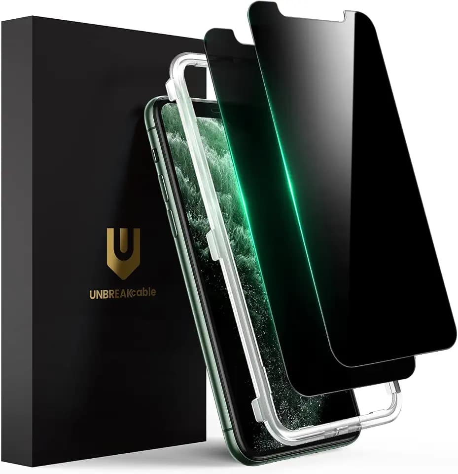 UNBREAKcable Privacy Screen Protector for iPhone 11 Pro Max/Xs Max, Shatterproof Tempered Glass [True 28°Anti Spy] [9H Hardness] [Easy Installation] Protector for iPhone 11 Pro Max/Xs Max 6.5" -2 Pack