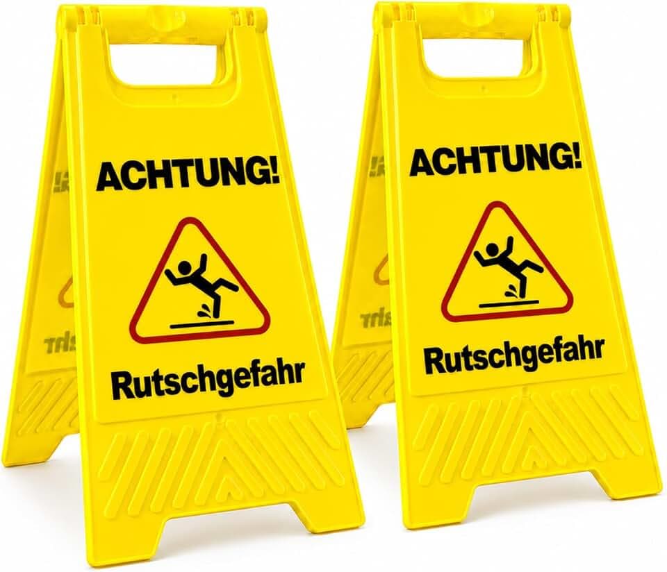 Achtung Rutschgefahr Aufsteller, Rutschgefahr Schild Doppelseitiges Klappschild, stabil und faltbar, für Geschäfte, Supermärkte, Einkaufszentren, Restaurants, Hotels und Toiletten, 44 cm (2)