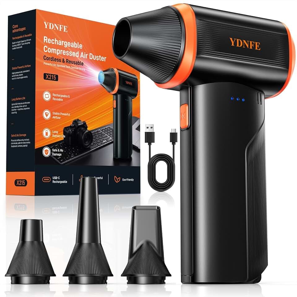 Compressed Air Duster 130,000 RPM - Electric, Rechargeable Air Blower