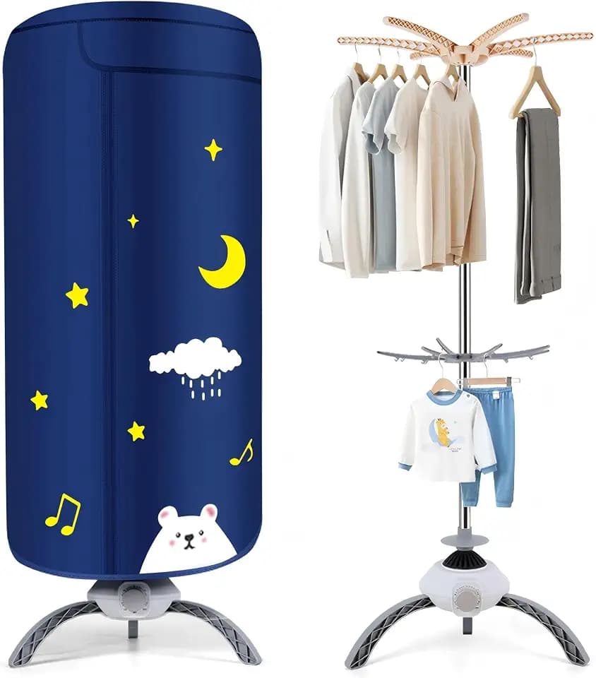 Portable Clothes Dryer, 900W Fast Drying & Large Load Capacity for Laundry and Shoes - Compact Mini Dryer Machine for Travel, Apartments, RV, Dorm Blue Polar Bear