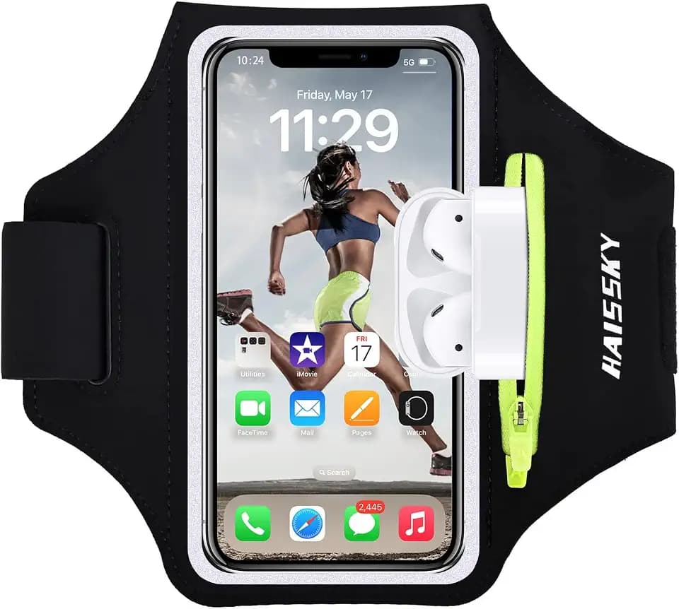 HAISSKY Running Armband with Zipper Pocket Sweatproof Running Phone Holder