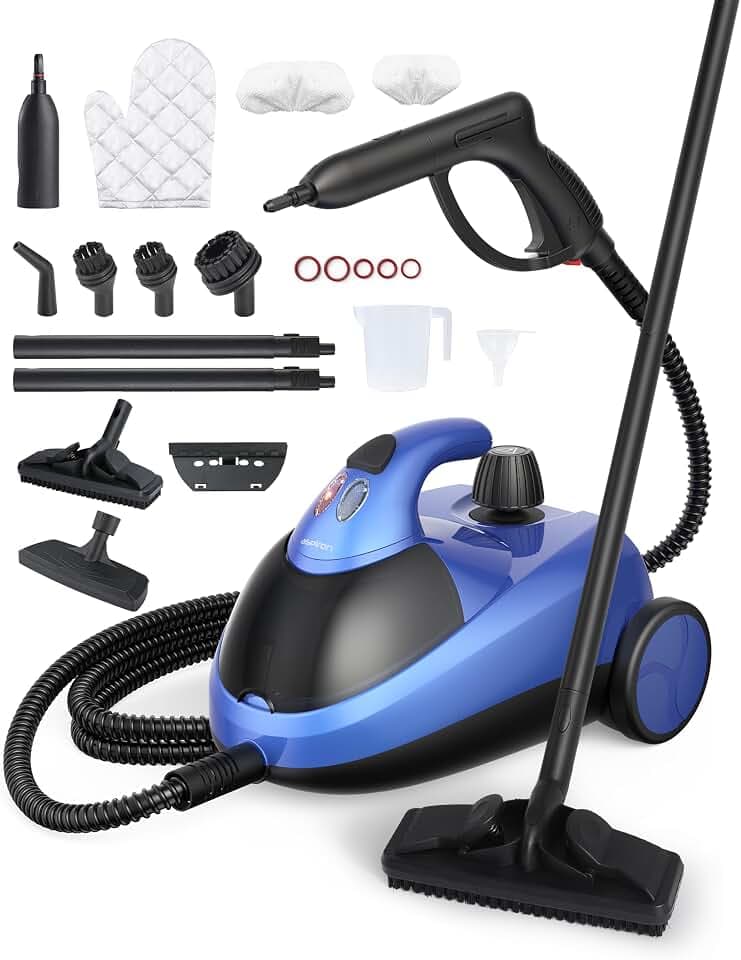 Aspiron Dampfreiniger, Dampdruck 4 bar, 145°C Heißdampf, Multifunktionaler Dampfreiniger mit 18 Zubehörteilen, mit Aufbewahrung, Steam Cleaner für Auto, Bett, Teppich, Fliesen und Böden