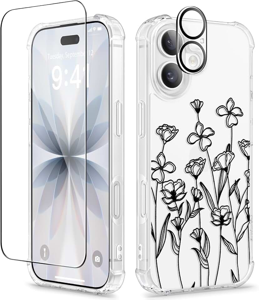 GVIEWIN for iPhone 17 Case Floral Clear Slim Women
