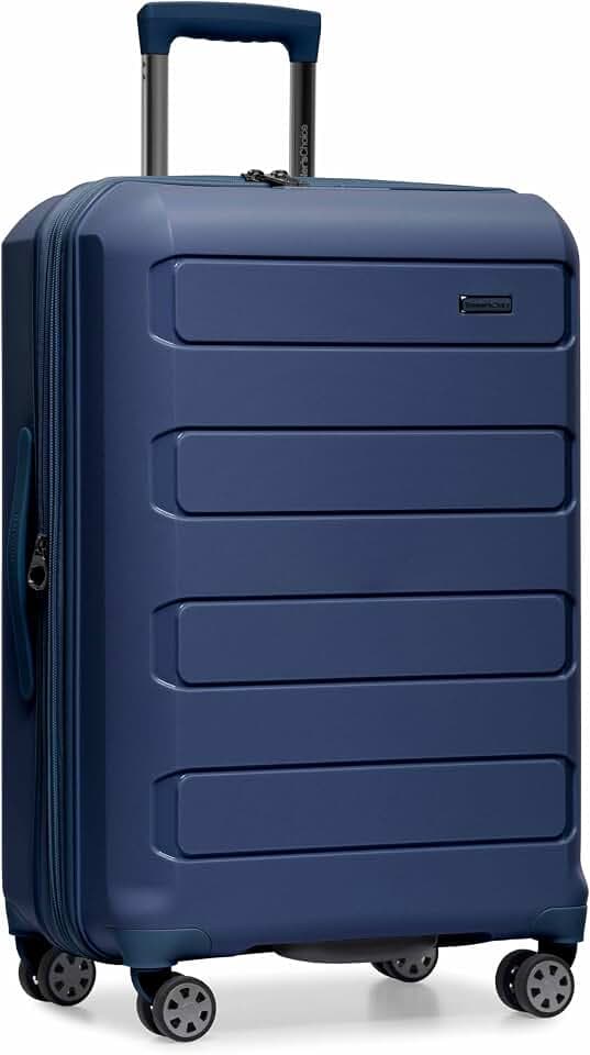Traveler's Choice Pagosa Hardshell Expandable Luggage with Spinner Wheels, Navy, 27-Inch Medium