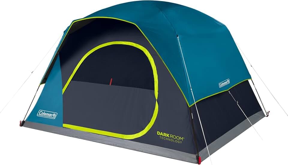 Coleman 4/6/8/10 Person Skydome Dark Room Tent with Rainfly, 5 Minute Setup, Blocks 90% of Sunlight, 20% More Headroom Than Traditional Tents