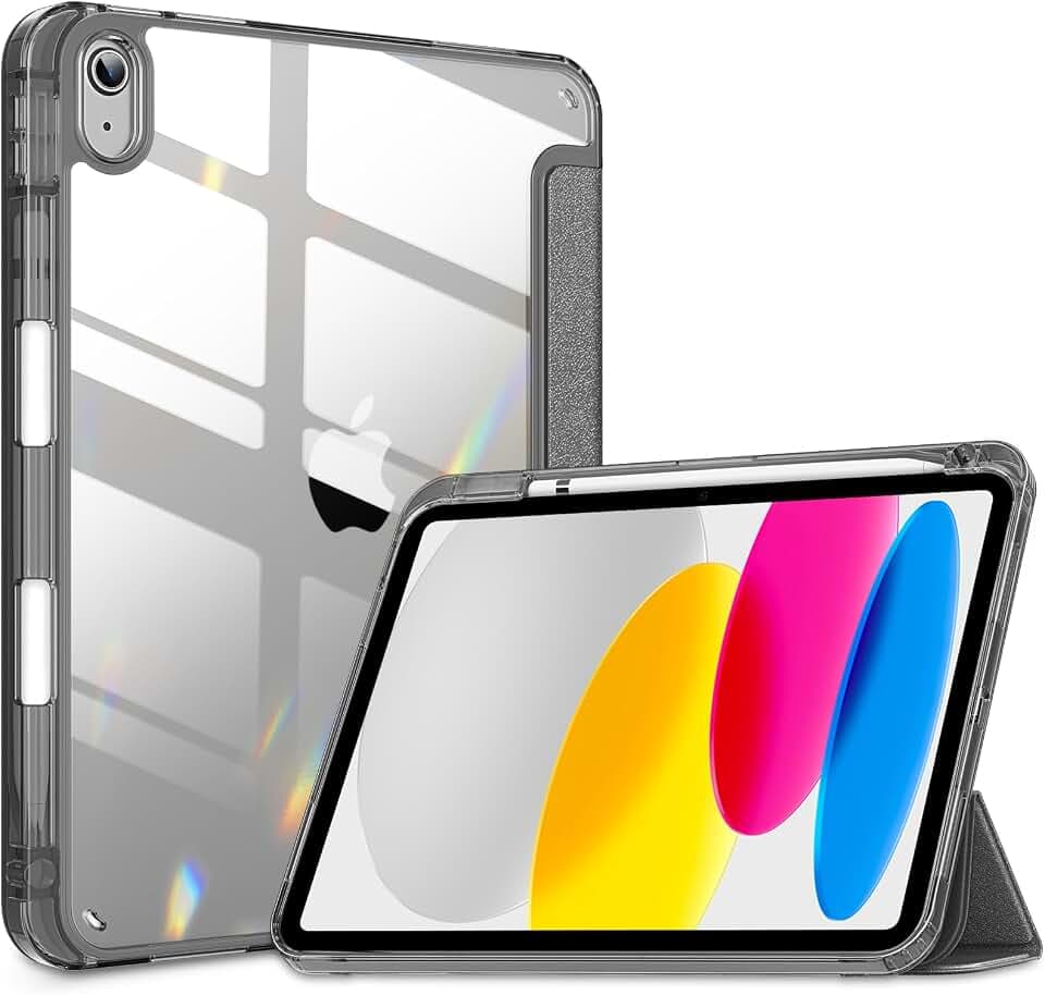 VIKESI for iPad A16 11-inch 2025 and iPad 10th Generation Case 10.9 inch Released in 2022, Matte Slim Hard Back, Soft TPU Frame, Pencil Holder and Auto Sleep/Wake Cover - Silver Gray
