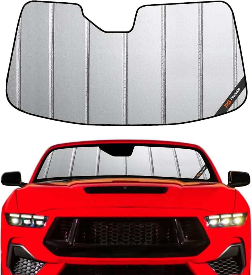 Pigenius Windshield Sunshade for Ford Mustang 2024-2026 Front Window Sun Shade - Safeguard