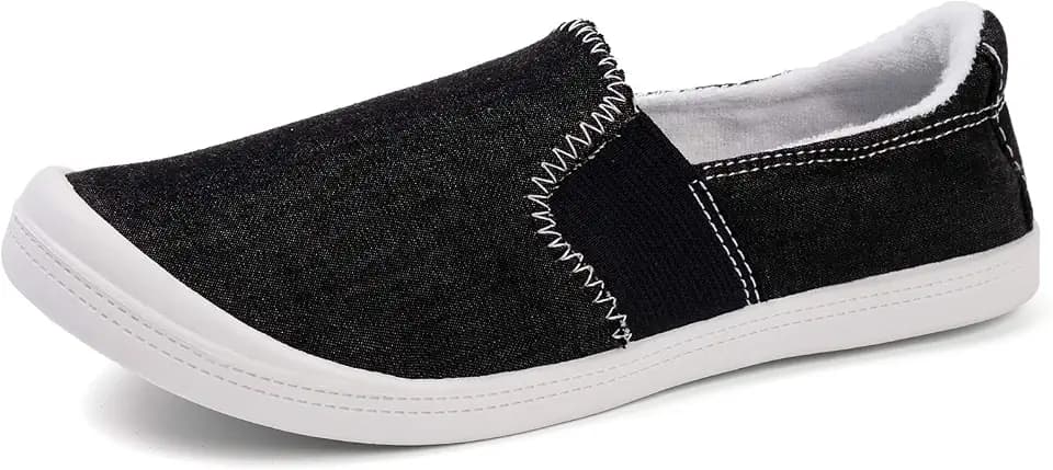 FUNKYMONKEY Women's Canvas Slip-On Sneakers, Low Top Casual Tennis Shoes