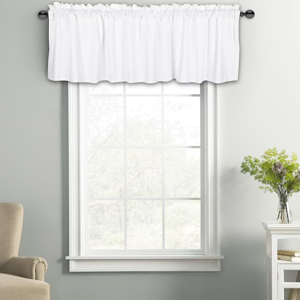 Cotton Duck White Window Valance Set of 2 for Living Room Bedroom Farmhouse Country Style - Eco Friendly 72 Inch Wide Valance - 72x16 Inch - White - 2 Valances