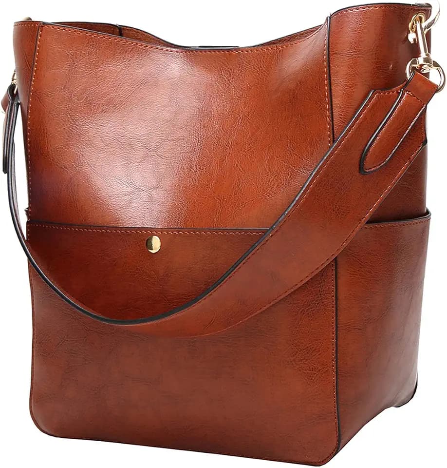 Womens Bucket Bag PU Leather Shoulder Tote Handbags Work Satchels