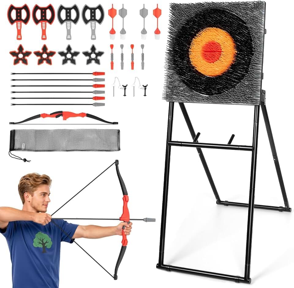 SPOYNAL 5-in-1 Steel Axe Throwing Game, Outdoor Yard Game for Adults