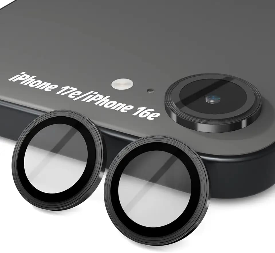 Orzero 9H Glass Camera Lens Protector for iPhone 17e/16e-Black, 3 Pack