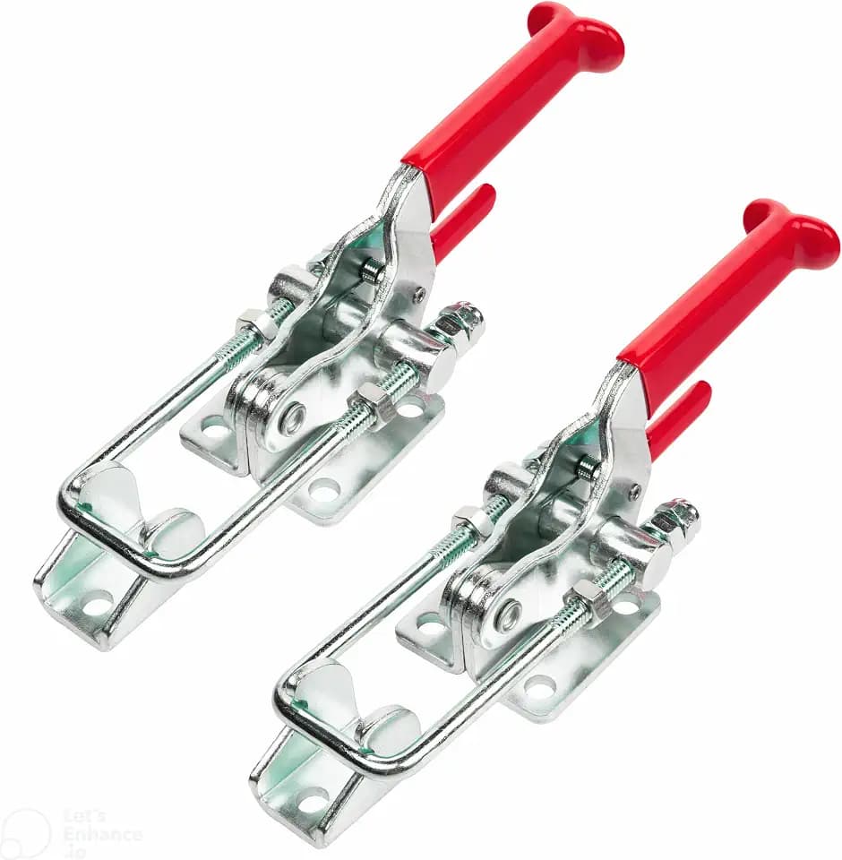 POWERTEC 2PK Toggle Clamp, 2000 lbs Holding Capacity, 40341 Self-Lock U-Bolt Adjustable Latch w/Antislip Hand Grip for Woodworking Jigs & Fixtures, Smoker, Tool Box, Cabinet (20340)