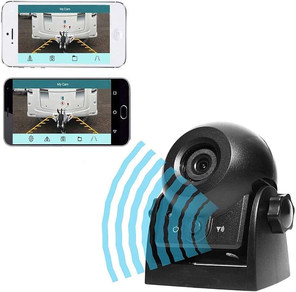 Aeo WiFi-Rückfahrkamera, Rückfahrkamera, kabellos, funktioniert mit Telefon, IP68, wasserdicht, IR-Nachtsicht, Weitwinkel-Rückansicht, magnetische Parkkamera für LKW, Anhänger, Wohnmobile