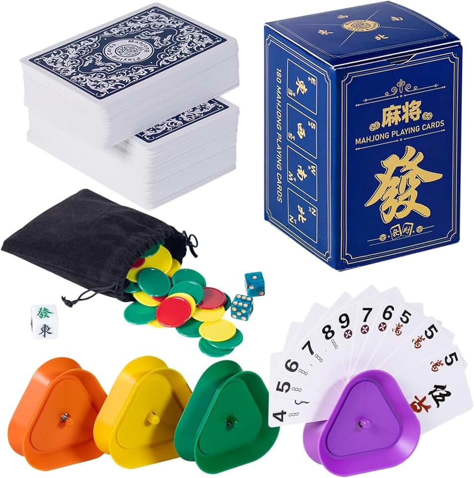 180-Piece Mahjong Playing Cards,American & Chinese Combinations