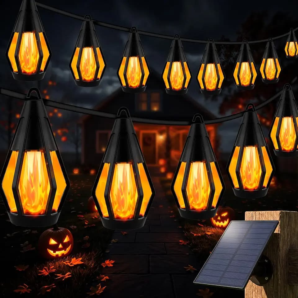 41FT Solar String Lights Outdoor, 15 LED Solar Halloween Lights Waterproof