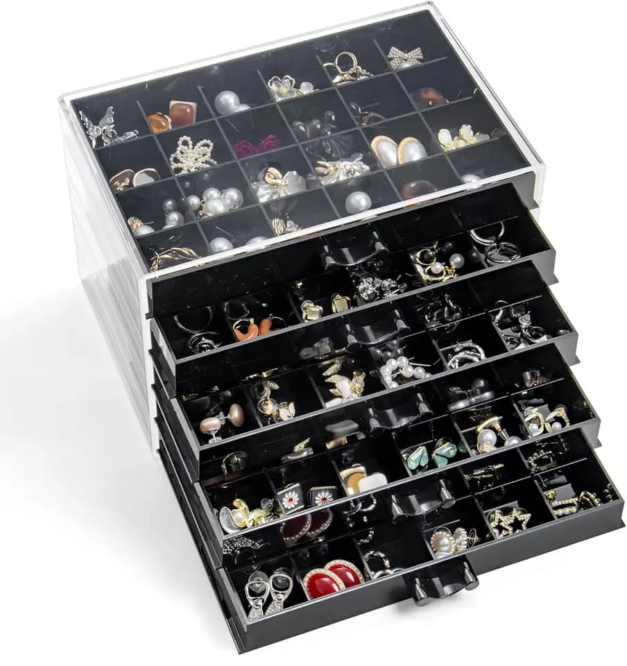 YUFONG Earring Storage Box Organizer 5 Drawers with 120 Small Compartments
