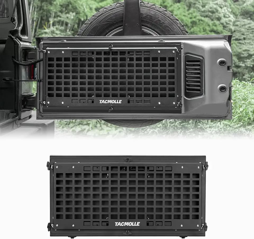 Tailgate Table – Tactical Modular Storage MOLLE Panel for MOLLE Accessories, Tailgate Tool Storage Box Fits Jeep Wrangler JK JL 2007–2024