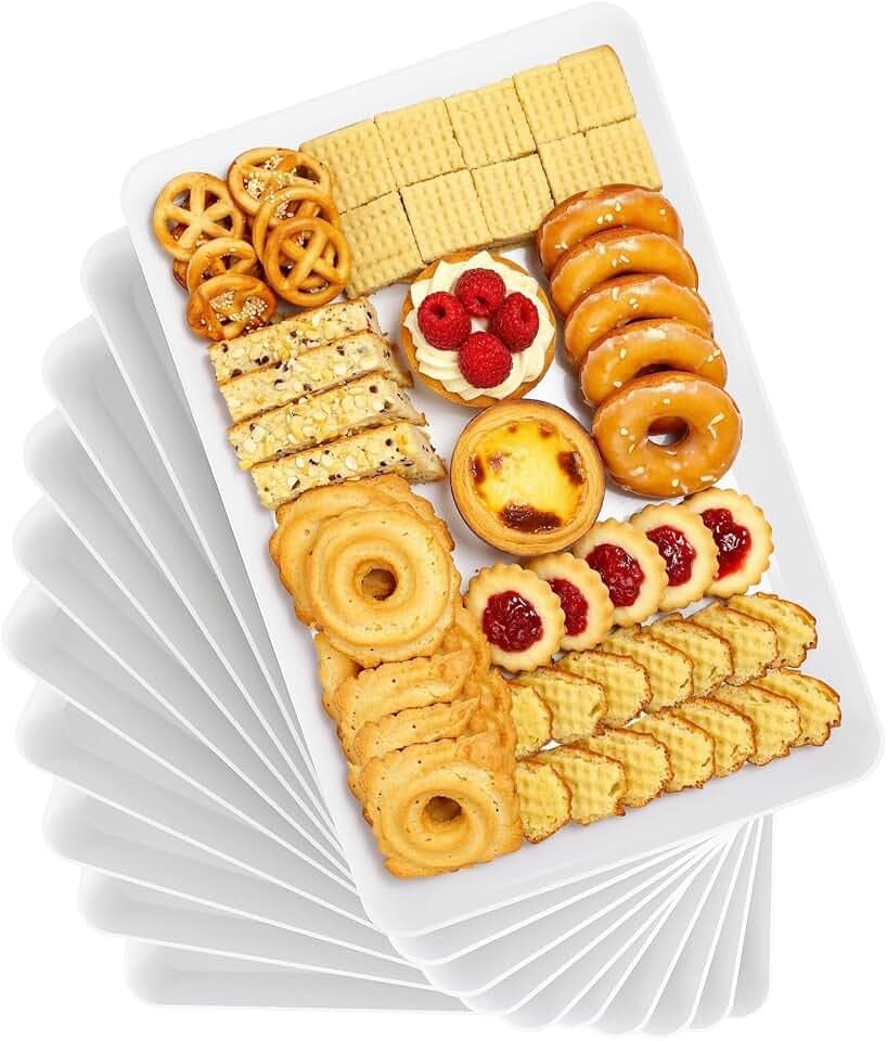Serving Trays, Serving Platter, Plastic Trays, 10-Pack, White