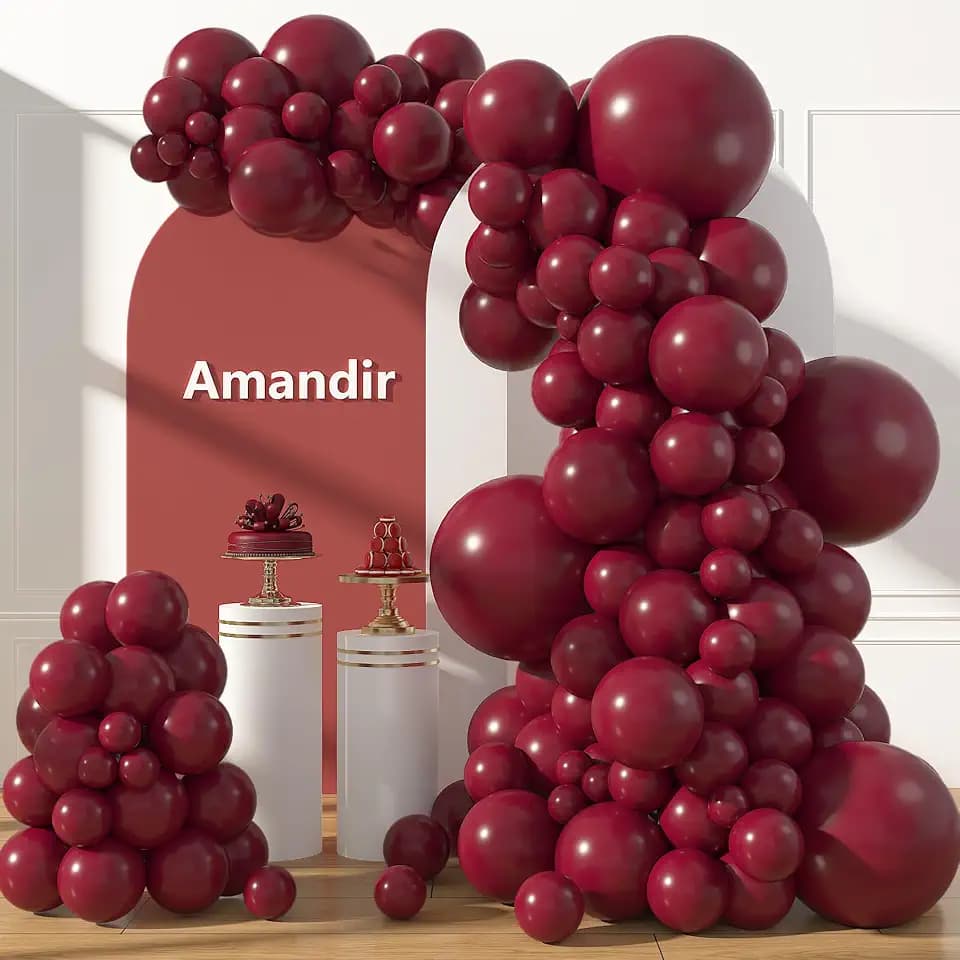 Amandir 153pcs Burgundy Balloons Arch Garland Kit Different Sizes