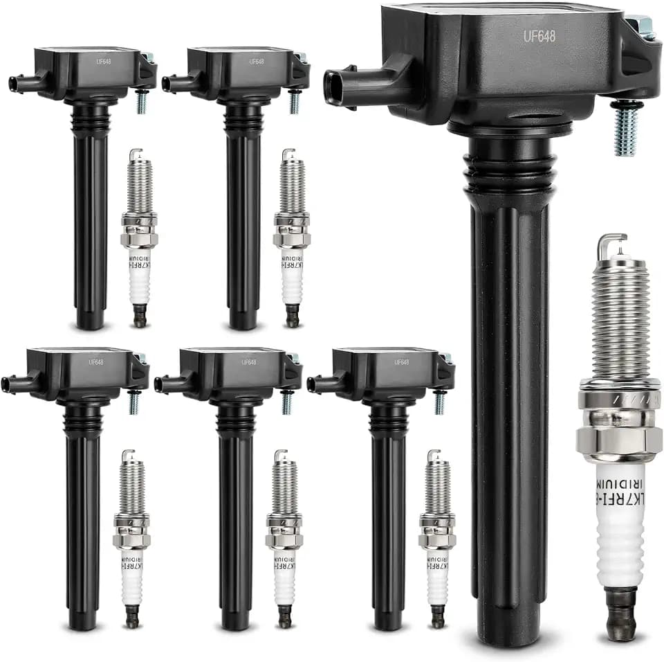 UF648 Ignition Coil &97390 Double Iridium Spark Plug For Ram 1500 2500 3500
