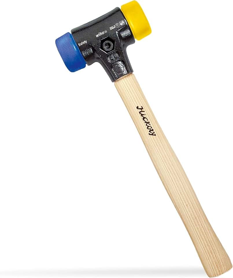 Wiha Schonhammer Safety I weich/mittelhart I Hickory-Holzstiel I Rund-Schlagkopf Ø 30 mm I Kunststoffhammer 290 mm I 272 g I Innenausbau, Montagearbeiten, Kfz-Reparatur & Maschinenbau (26653)