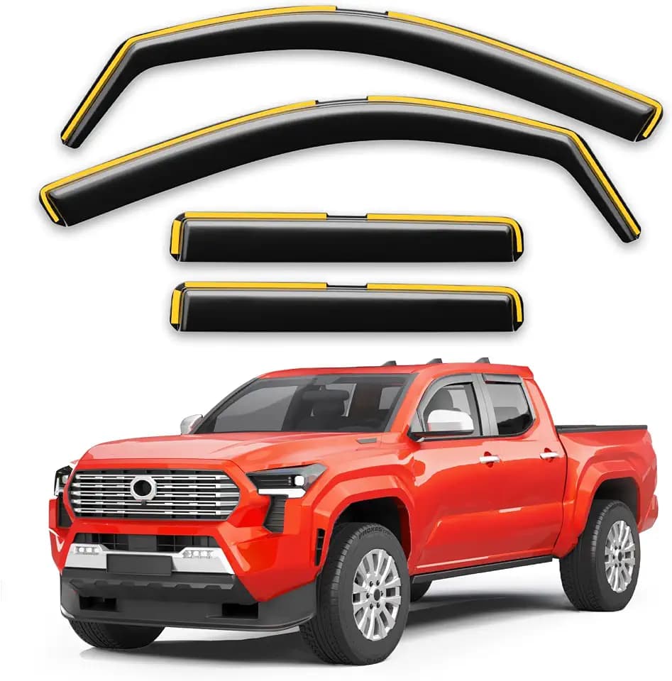 in-Channel Rain Guards for Toyota Tacoma 2024-2026 Double/Crew cab,Extra-Thick Window Visors,Wind Deflectors,Extra Durable Vent Shades,Vent Visors,Truck Accessories