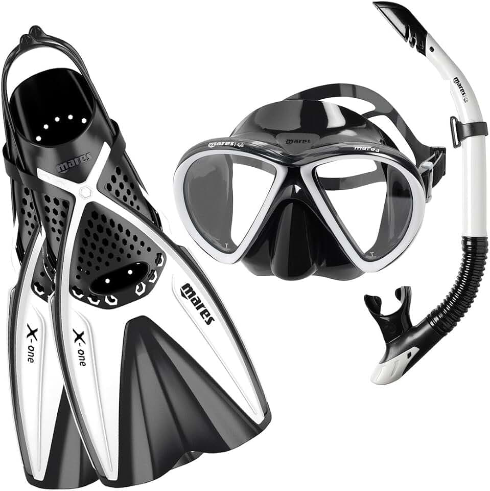 Mares Set Marea X-One - Schnorchelset Erwachsene mit Maske, Flossen und Schnorchel, Silikonmaske, Channel Thrust Flossen, halb-trockener Schnorchel