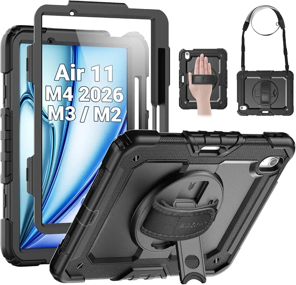SEYMAC Case for iPad Air 11 Inch M4/M3/M2 (2026/2025/2024), Black