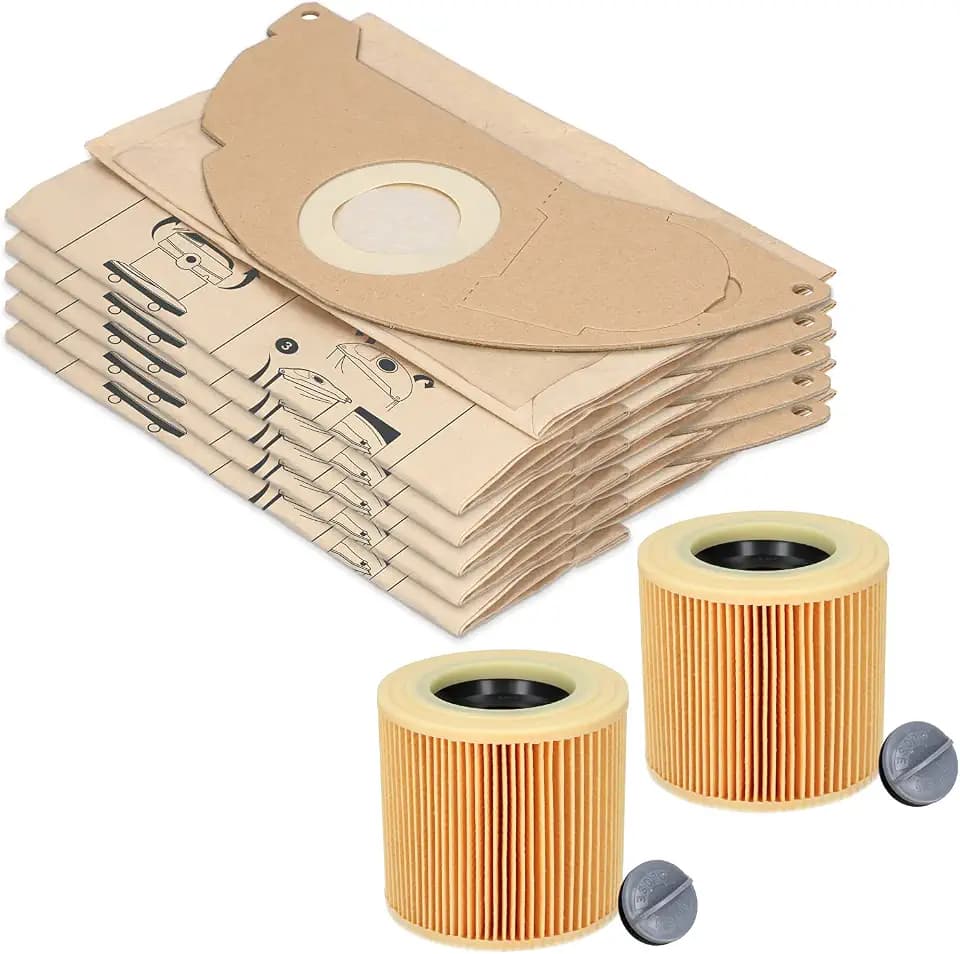 20 Staubsaugerbeutel + 2 Filter für Kärcher WD2 und MV2 Staubsauger. Alternative für 6.959-322.0 (Beutel) und 6.414-552.0 (Patronenfilter)