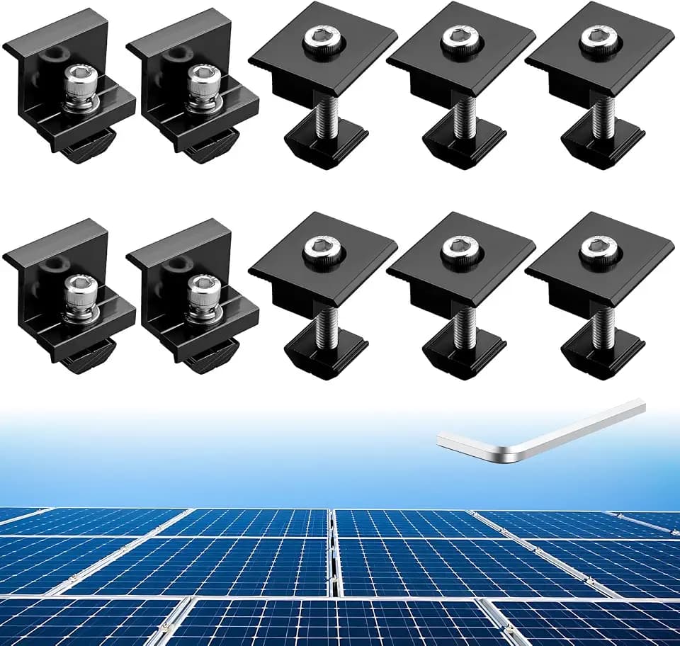 Anbte 10 Stück Solarmodul Halterung 30mm End - & Mittelklemme Kit, Schwarz