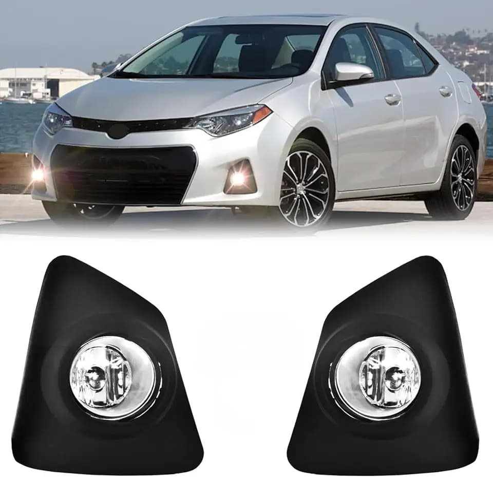 Fog Lights Compatible With 2014 2015 2016 Corolla S SE with Clear Lens Bumper Lamps Replacement